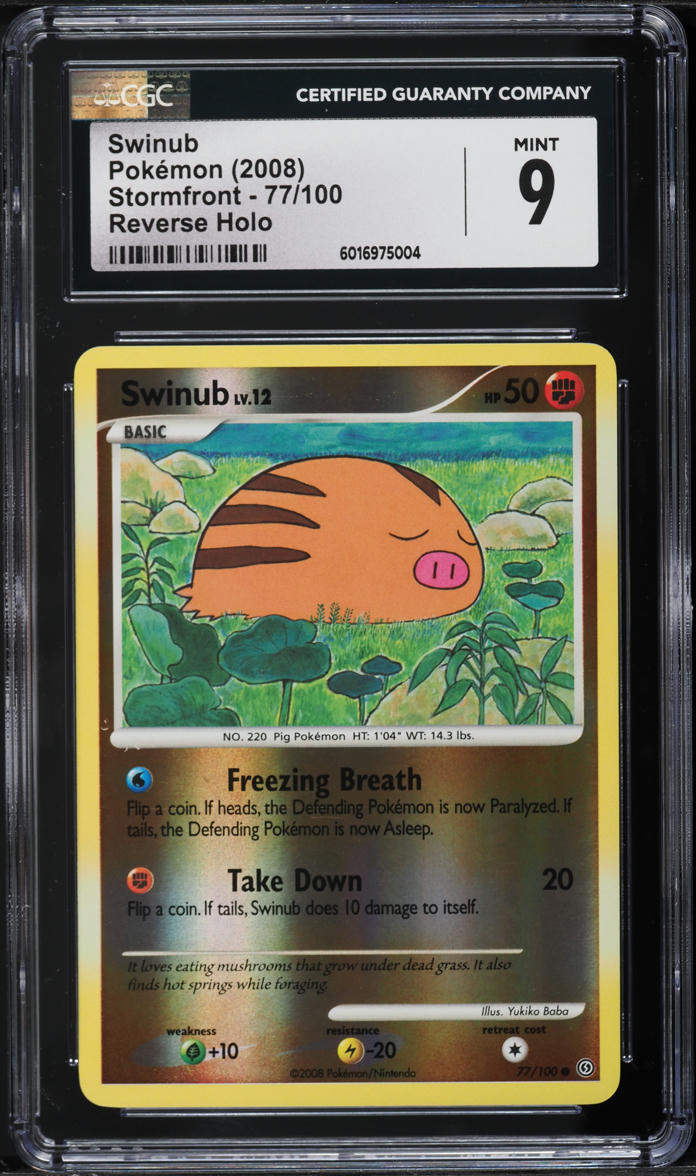 2008 Pokemon Diamond & Pearl Stormfront Reverse Holo Swinub #77 CGC 9 MINT