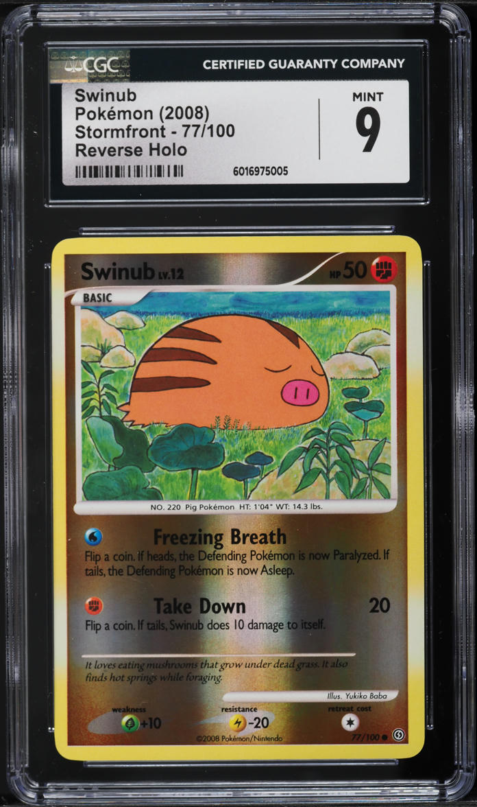 2008 Pokemon Diamond & Pearl Stormfront Reverse Holo Swinub #77 CGC 9 MINT