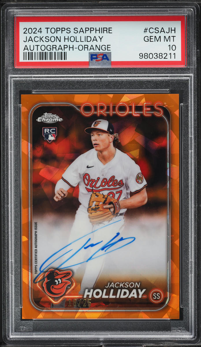 2024 Topps Chrome Sapphire Orange Jackson Holliday ROOKIE AUTO /25 PSA 10 GEM