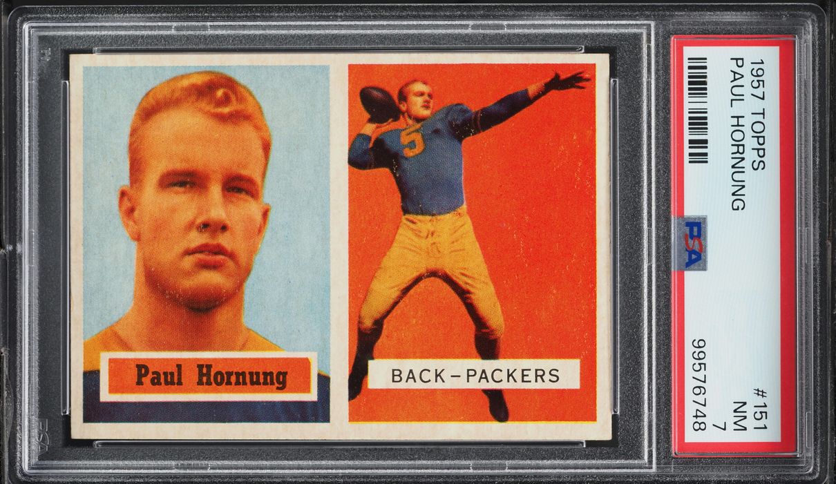 1957 Topps Football Paul Hornung ROOKIE #151 PSA 7 NRMT
