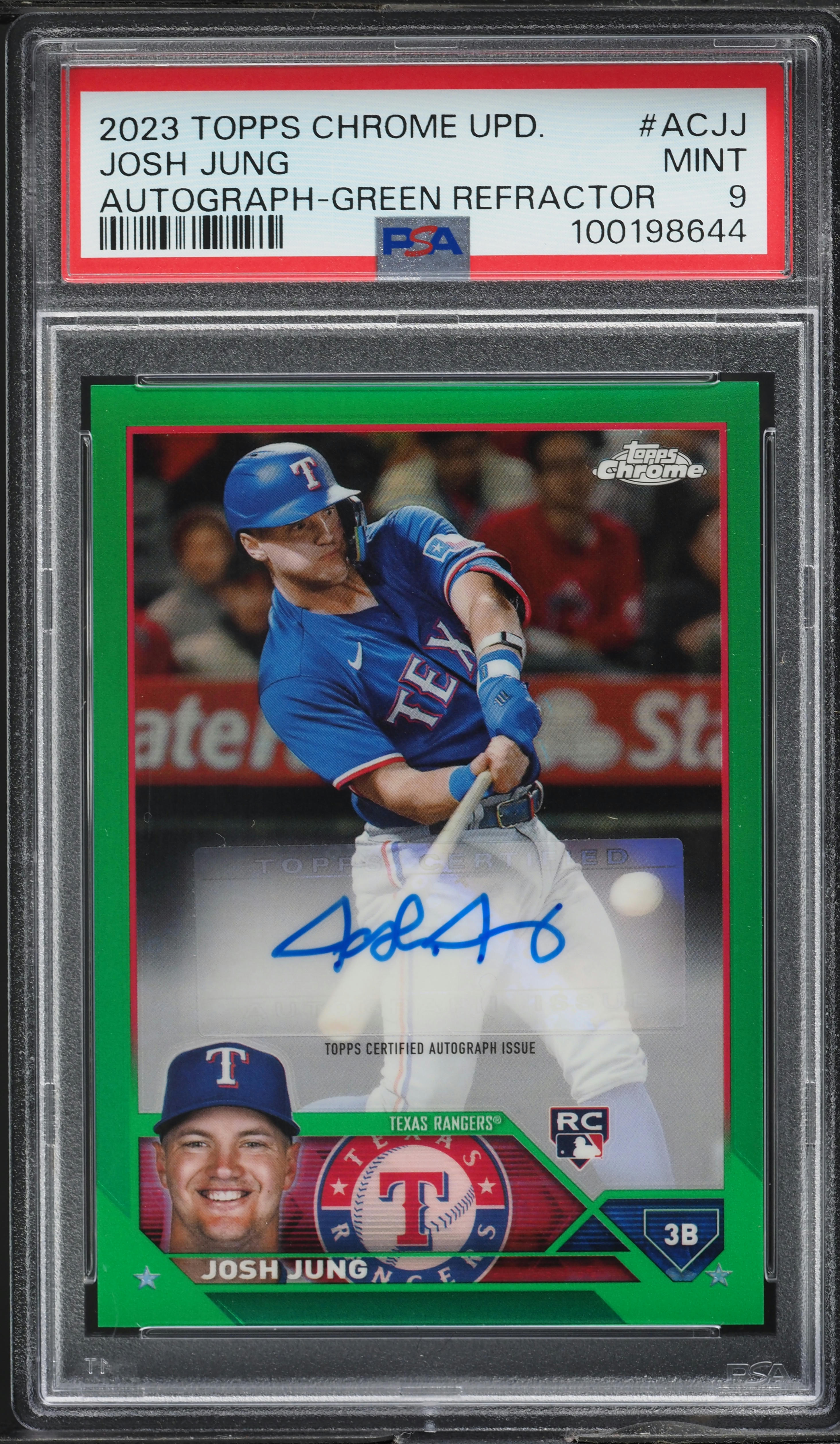 2023 Topps Chrome Update Green Refractor Josh Jung RC AUTO /99