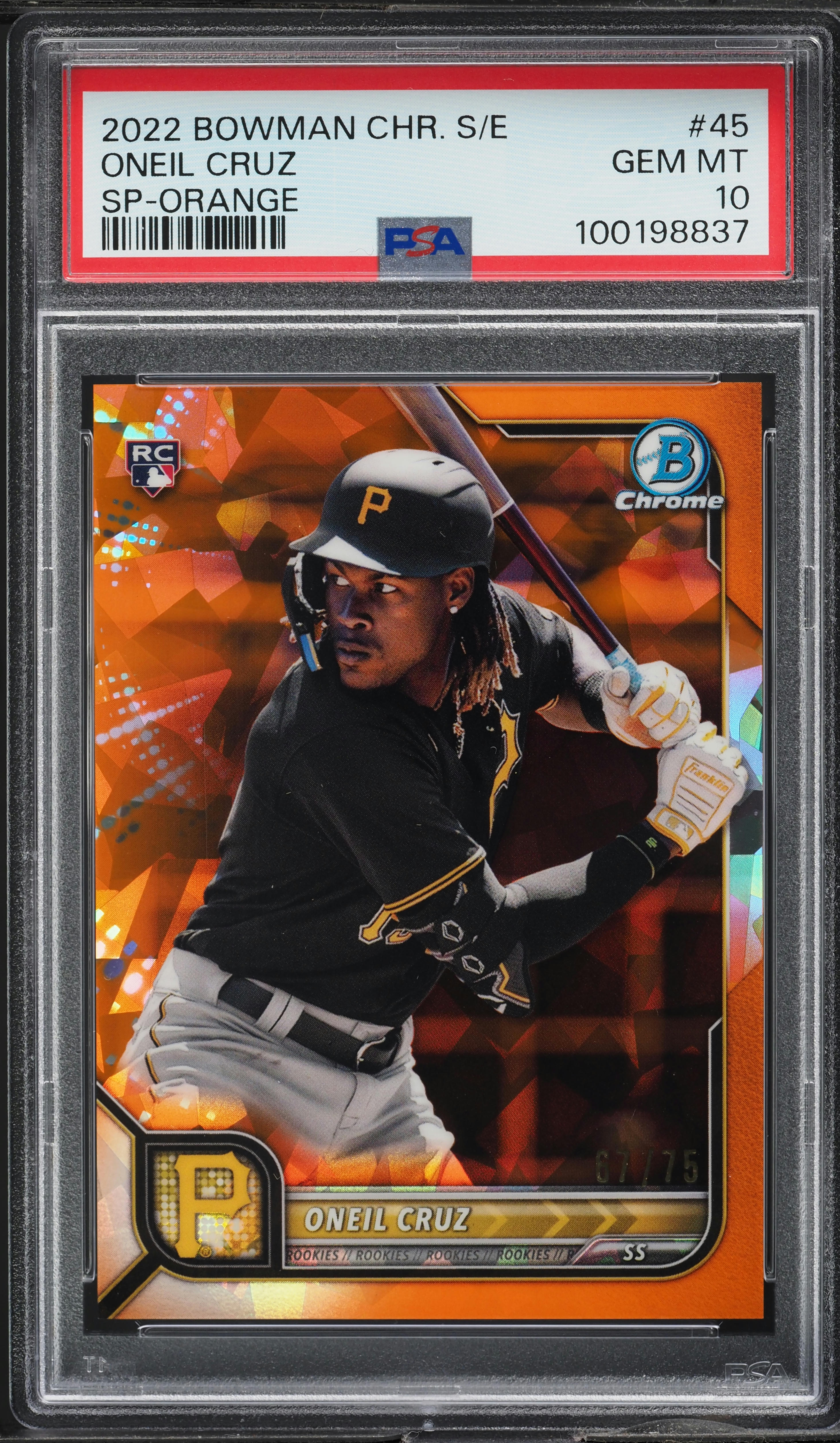 2022 Bowman Chrome Sapphire Edition SP Orange Oneil Cruz RC /75