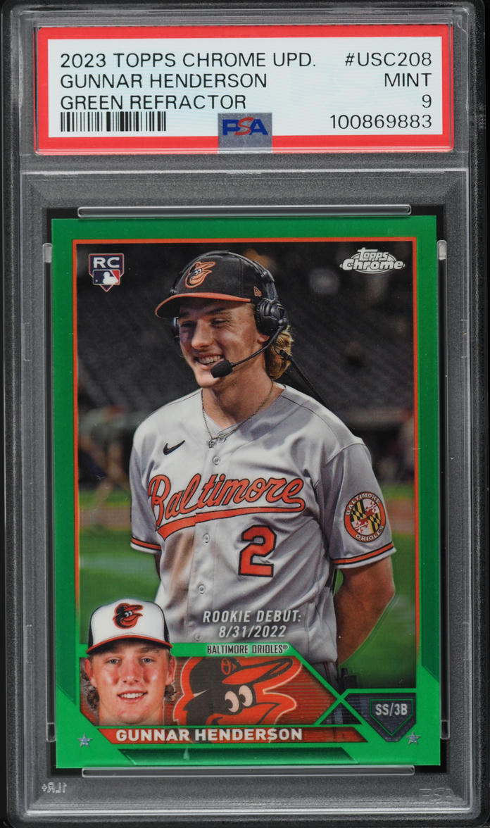 2023 Topps Chrome Update Green Refractor Gunnar Henderson ROOKIE /99 PSA 9 MINT