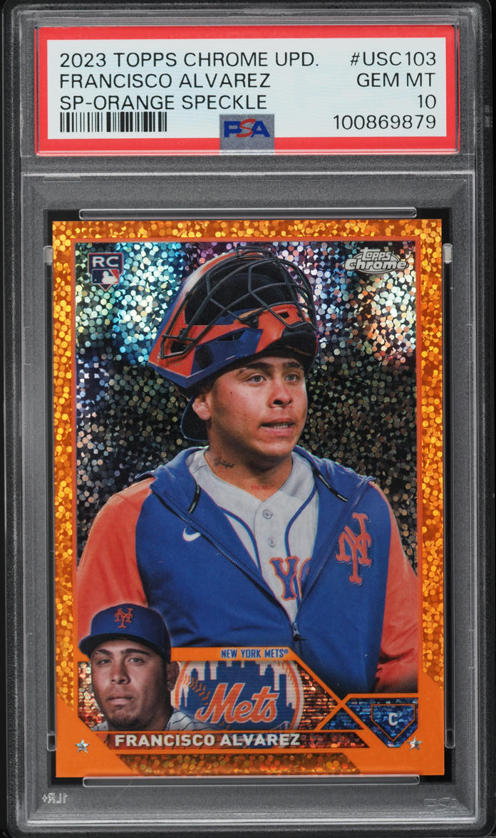 2023 Topps Chrome Update SP Orange Speckle Francisco Alvarez ROOKIE /25 PSA 10
