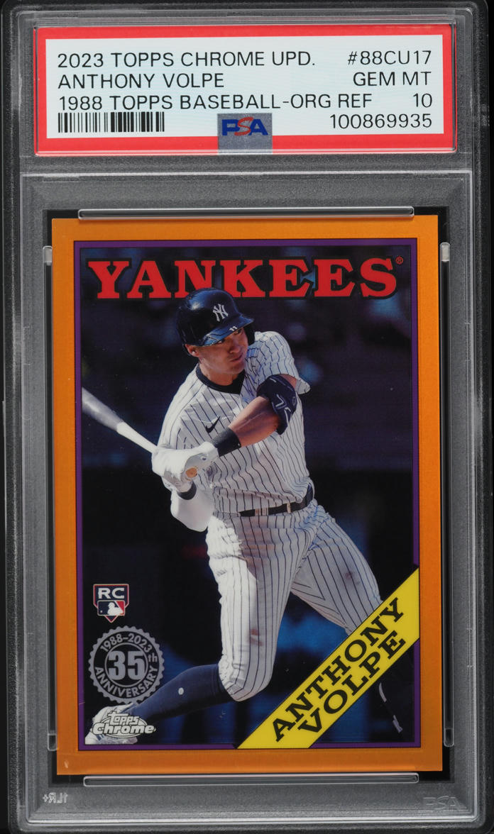 2023 Topps Chrome Update '88 Orange Refractor Anthony Volpe ROOKIE /25 PSA 10