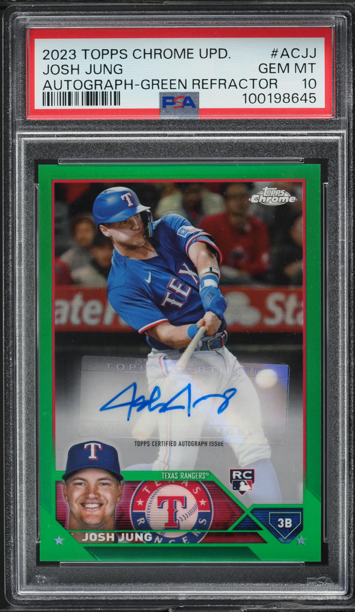 2023 Topps Chrome Update Green Refractor Josh Jung RC AUTO /99 #ACJJ PSA 10 GEM