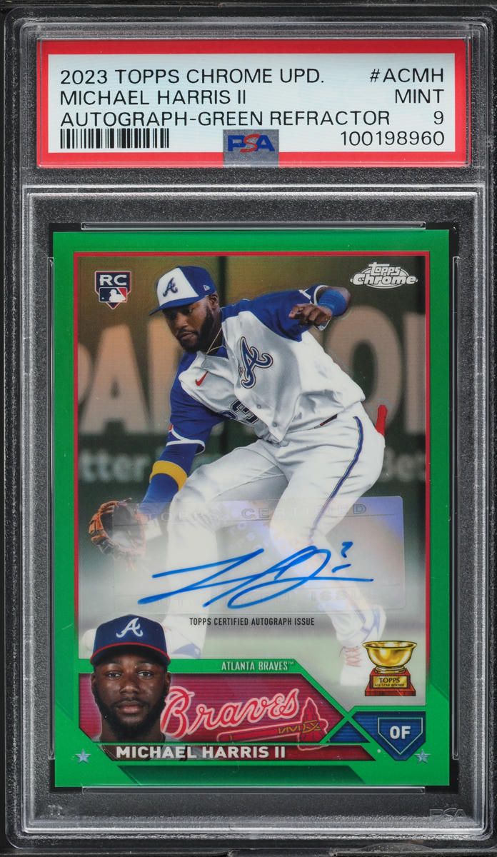 2023 Topps Chrome Update Green Refractor Michael Harris II RC AUTO /99 PSA 9