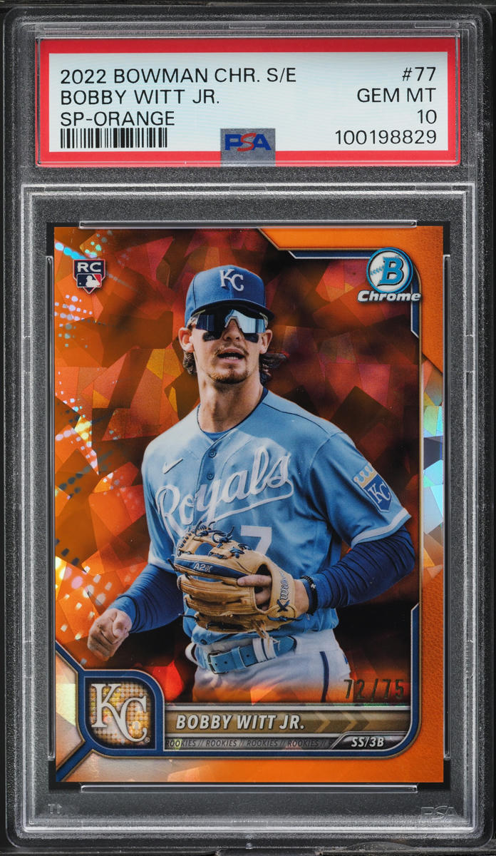 2022 Bowman Chrome Sapphire Edition SP Orange Bobby Witt Jr. RC /75 #77 PSA 10