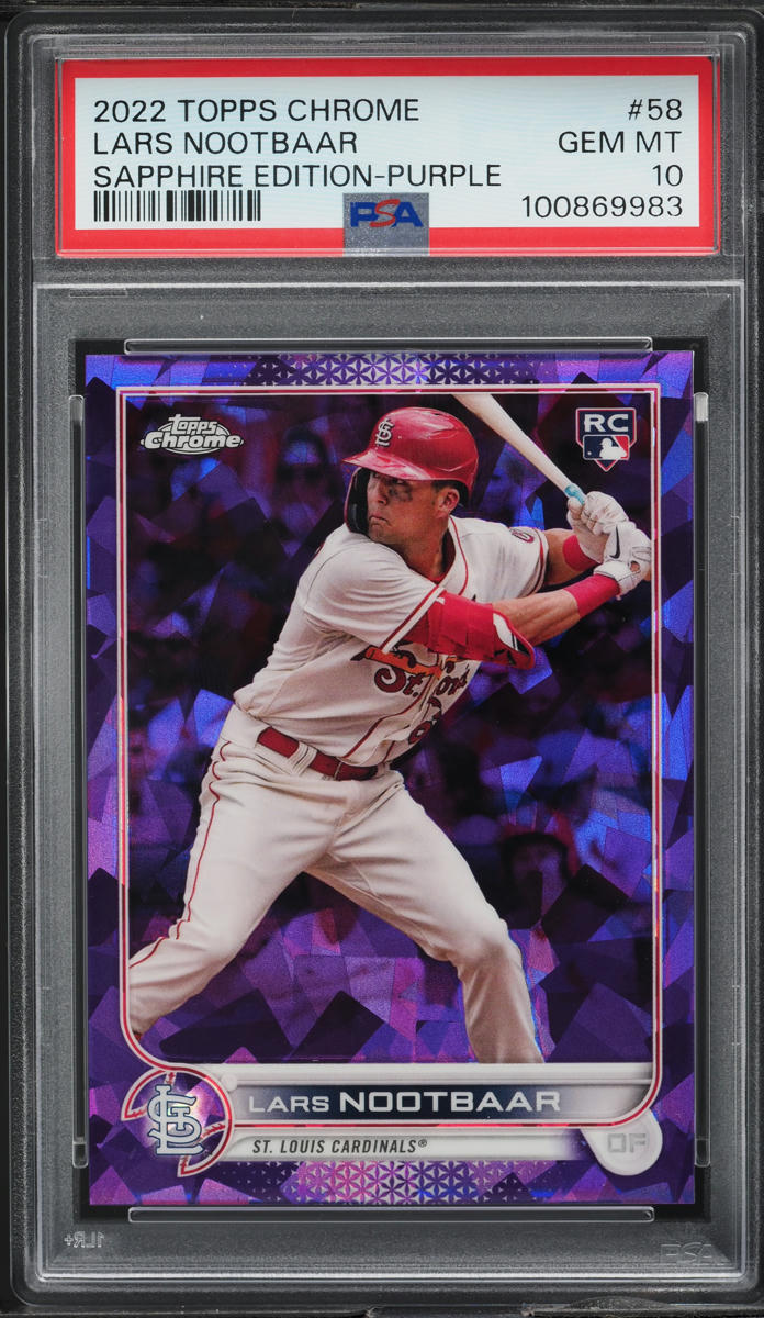 2022 Topps Chrome Sapphire Purple Lars Nootbaar ROOKIE /10 #58 PSA 10 GEM MINT