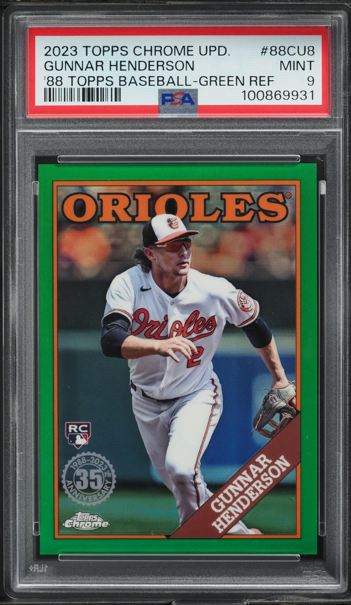 2023 Topps Chrome Update '88 Green Refractor Gunnar Henderson ROOKIE /99 PSA 9