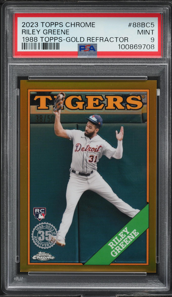 2023 Topps Chrome '88 Gold Refractor Riley Greene ROOKIE /50 #88BC-5 PSA 9 MINT