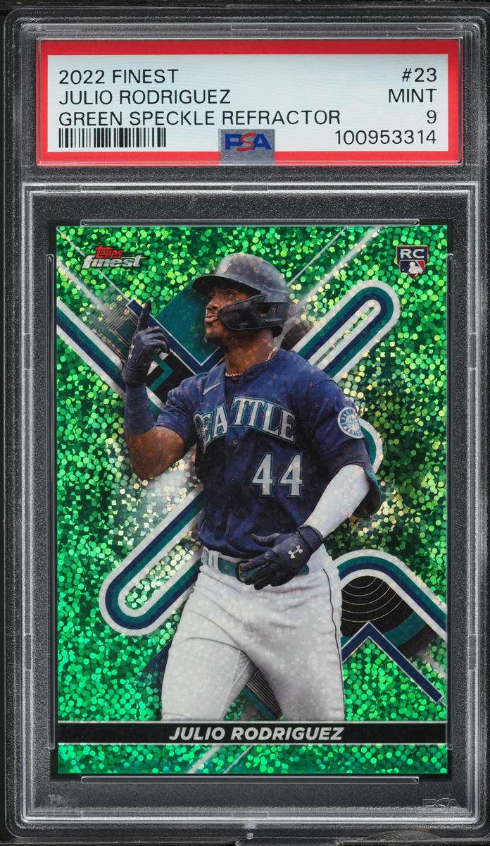 2022 Finest Green Speckle Refractor Julio Rodriguez ROOKIE /125 #23 PSA 9 MINT