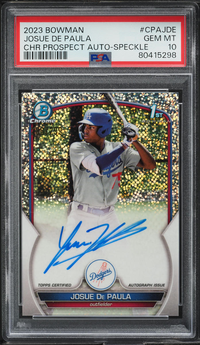 2023 Bowman Chrome Speckle Refractor Josue De Paula PROSPECT AUTO /299 #CPA-JDE PSA 10 GEM MINT