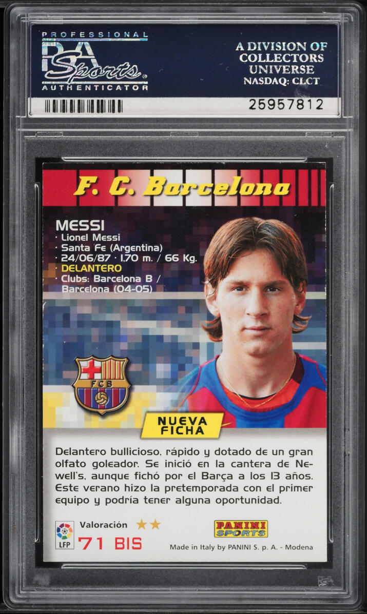 2004 Panini Sports Mega Cracks La Liga Lionel Messi ROOKIE #71 PSA