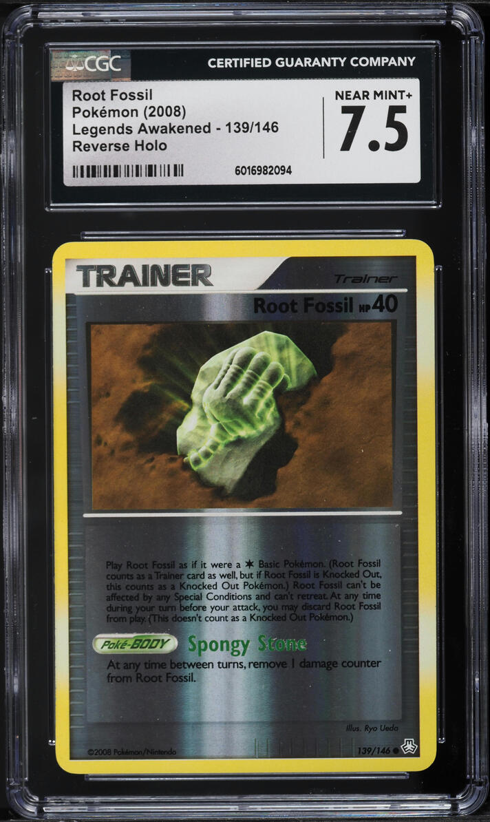 2008 Pokemon DP Legends Awakened Reverse Holo Root Fossil #139 CGC 7.5 NRMT+