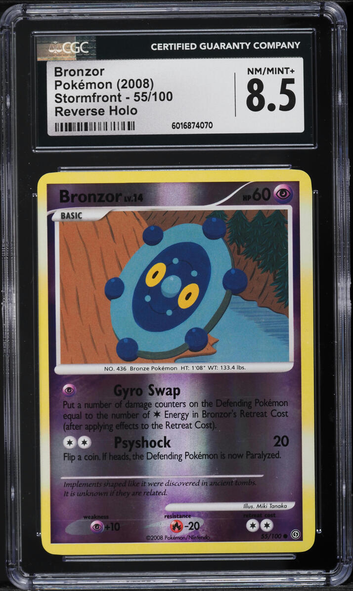 2008 Pokemon Diamond & Pearl Stormfront Reverse Holo Bronzor #55 CGC 8.5 NM-MT+