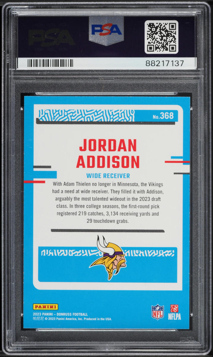 2023 Donruss Football Jordan Addison ROOKIE #368 PSA 10 GEM MINT