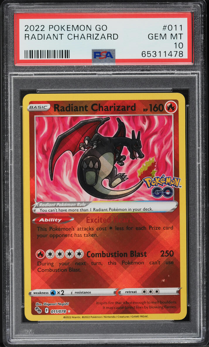 2022 Pokemon Sword & Shield Pokemon GO Radiant Charizard #11 PSA 10 GEM MINT