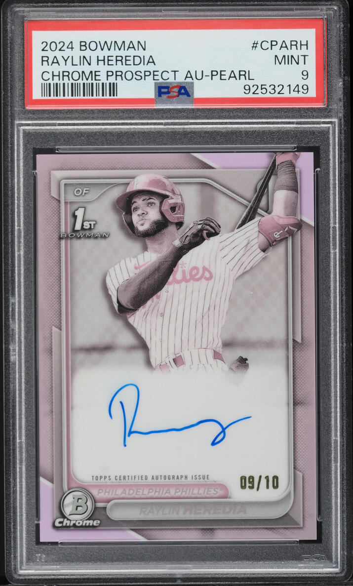 2024 Bowman Chrome Pearl Refractor Raylin Heredia ROOKIE AUTO /10 #CPA-RH PSA 9