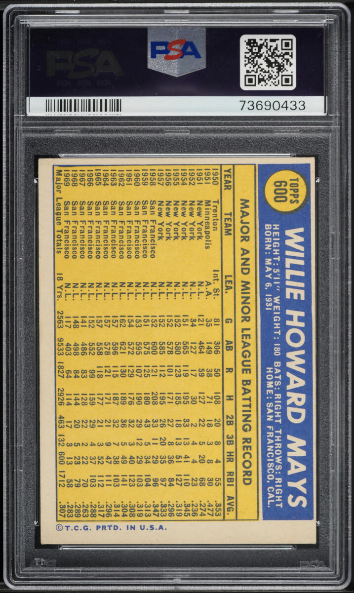 1970 Topps Willie Mays #600 PSA 7 NRMT