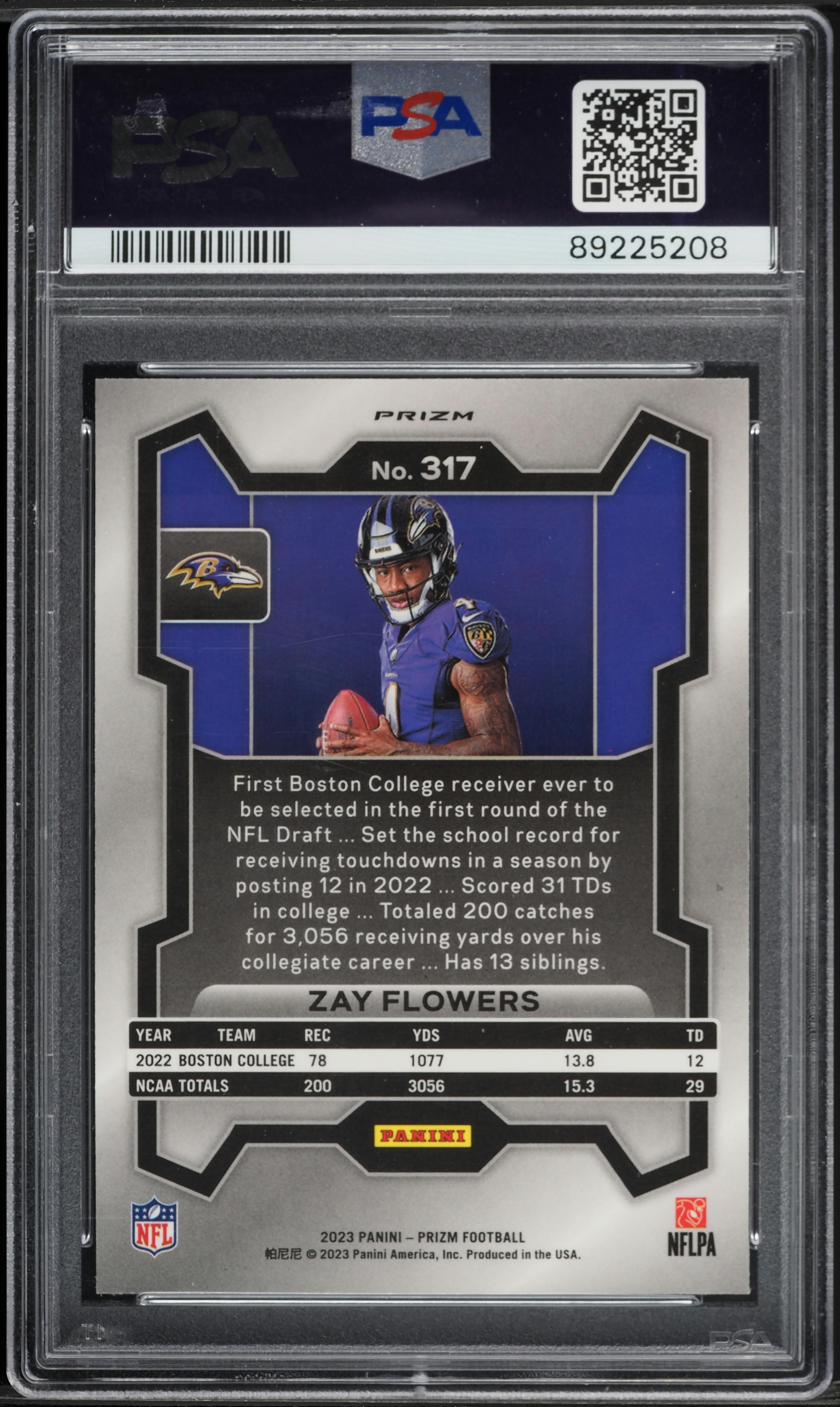 2023 Panini Prizm Variation Zay Flowers ROOKIE #317 PSA 10 GEM