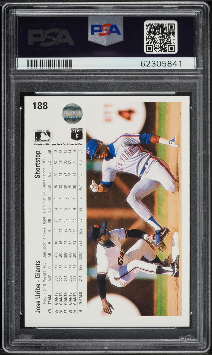 1990 Upper Deck Jose Uribe #188 PSA 9 MINT