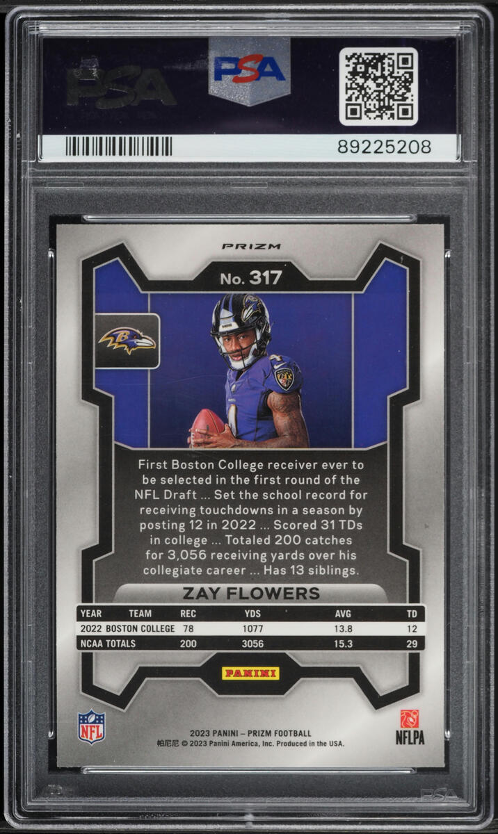 2023 Panini Prizm Variation Zay Flowers ROOKIE #317 PSA 10 GEM