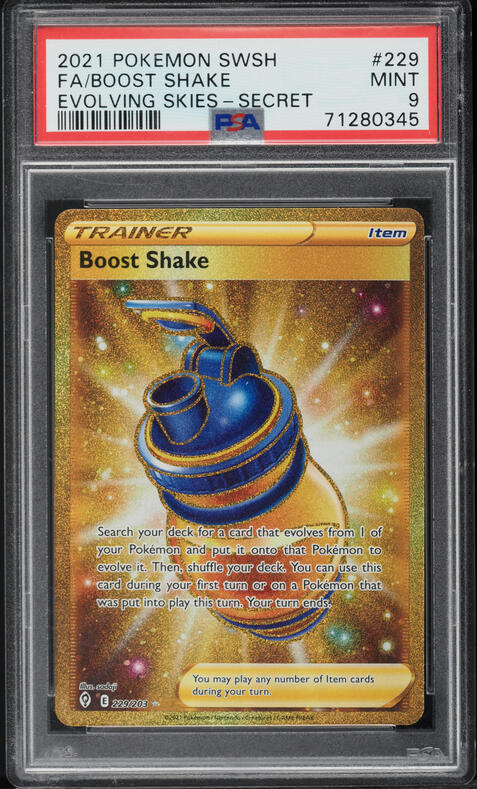2021 Pokemon Sword & Shield Evolving Skies SEC Boost Shake #229 PSA 9 MINT