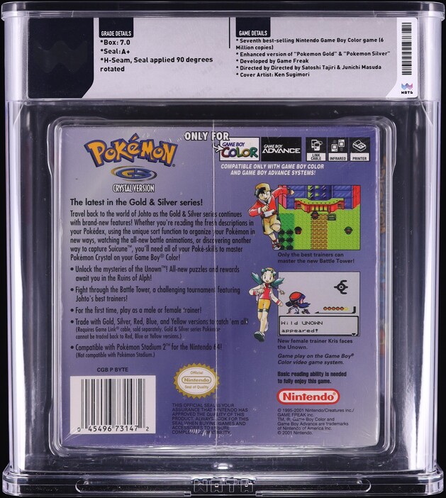 Pokemon Crystal Version (Nintendo Gameboy Color) WATA 7.0 A+ Sealed