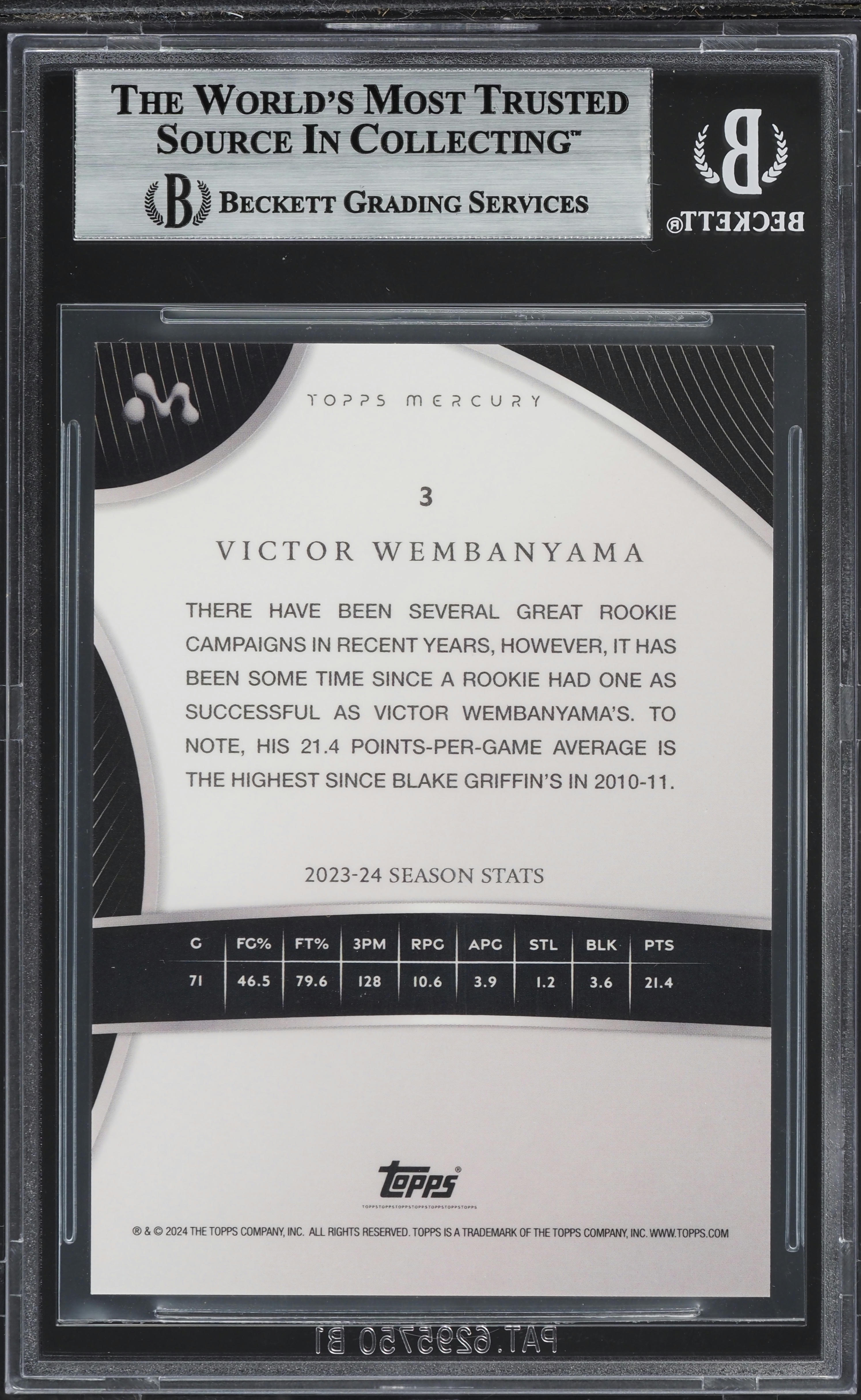 2023 Topps Mercury Tractor Beam Refractor Victor Wembanyama ROOKIE