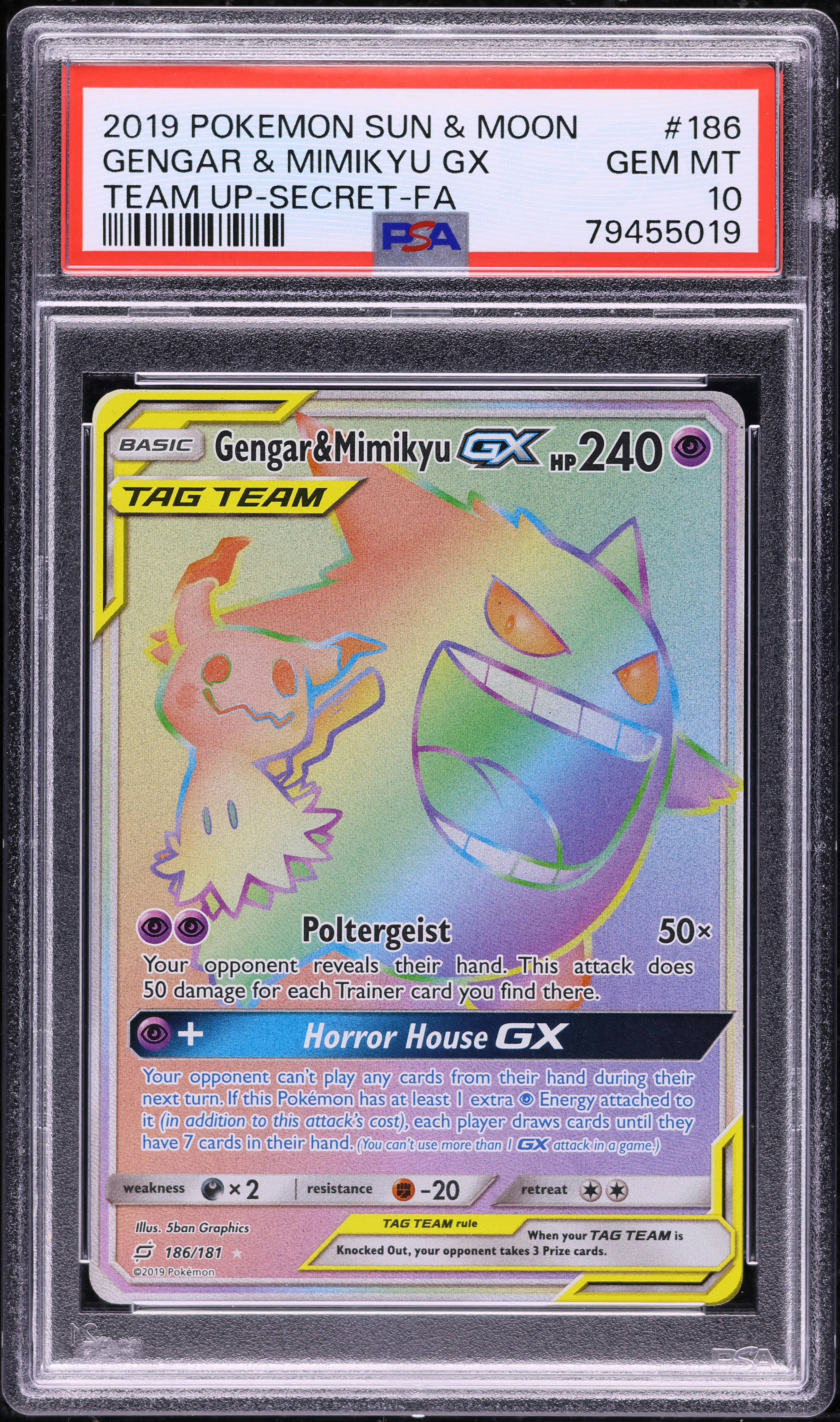 2019 Pokemon Sun & Moon Team Up Hyper Rare Gengar & Mimikyu GX