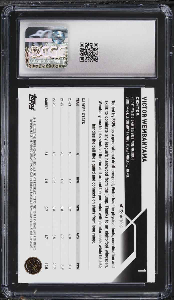 2023 Topps Chrome Victor Wembanyama ROOKIE #1 CGC 9 MINT