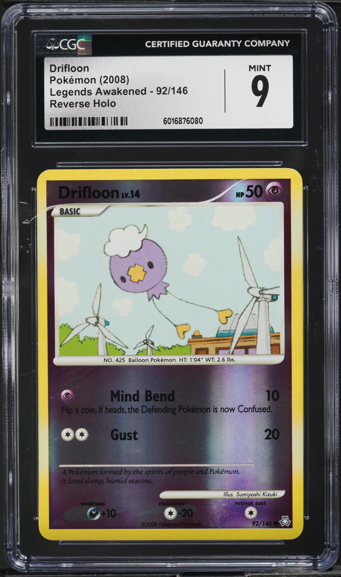2008 Pokemon Diamond & Pearl Legends Awakened Reverse Holo Drifloon #92 CGC 9