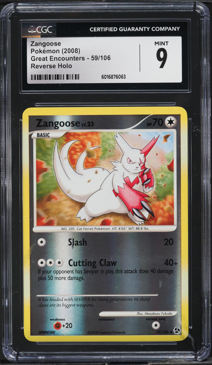 2008 Pokemon Diamond & Pearl Great Encounters Reverse Holo Zangoose #59 CGC 9