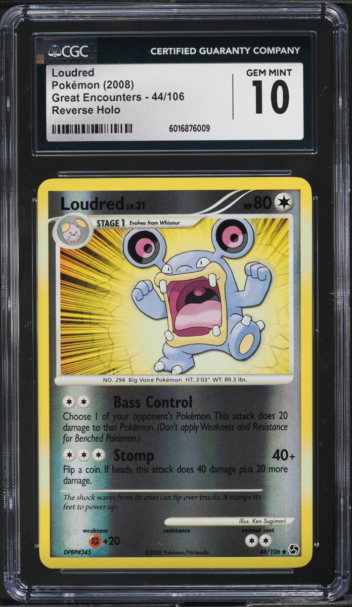 2008 Pokemon Diamond & Pearl Great Encounters Reverse Holo Loudred #44 CGC 10