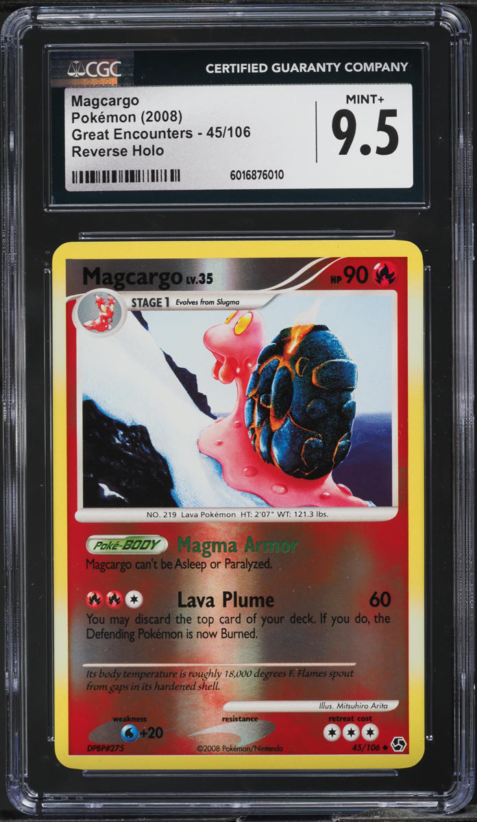 2008 Pokemon Diamond & Pearl Great Encounters Reverse Holo Magcargo #45 CGC 9.5