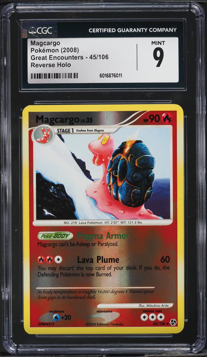 2008 Pokemon Diamond & Pearl Great Encounters Reverse Holo Magcargo #45 CGC 9