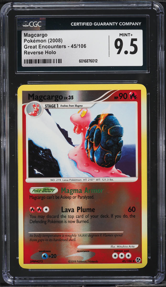 2008 Pokemon Diamond & Pearl Great Encounters Reverse Holo Magcargo #45 CGC 9.5