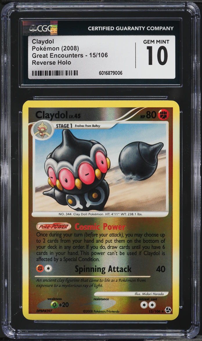 2008 Pokemon DP Great Encounters Reverse Holo Claydol #15 CGC 10 GEM MINT