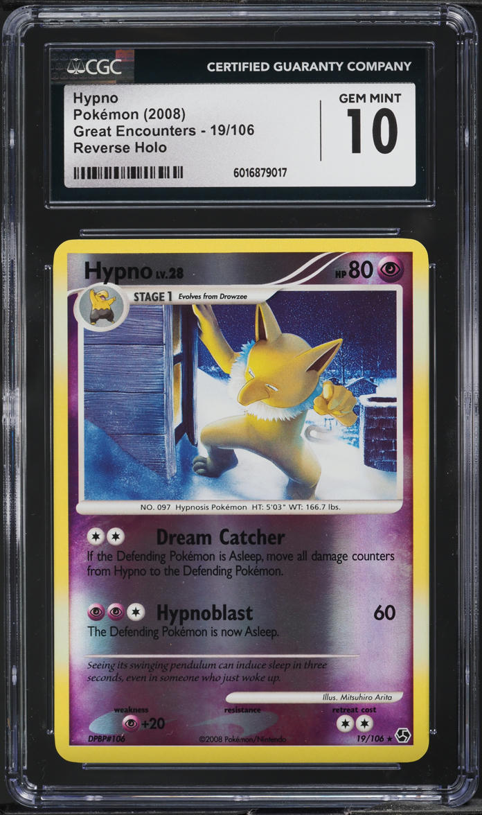 2008 Pokemon DP Great Encounters Reverse Holo Hypno #19 CGC 10 GEM MINT