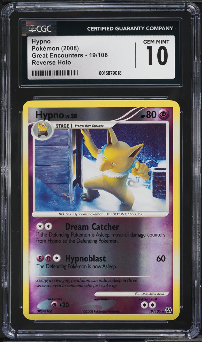 2008 Pokemon DP Great Encounters Reverse Holo Hypno #19 CGC 10 GEM MINT