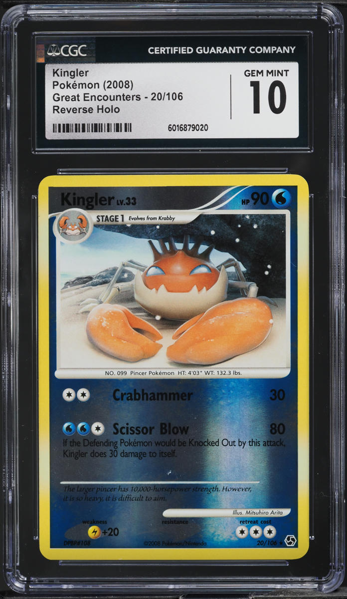 2008 Pokemon DP Great Encounters Reverse Holo Kingler #20 CGC 10 GEM MINT