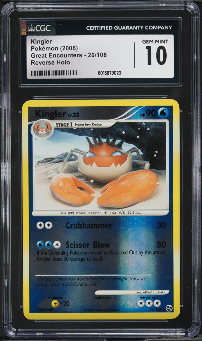 2008 Pokemon DP Great Encounters Reverse Holo Kingler #20 CGC 10 GEM MINT