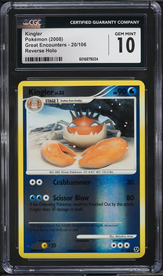 2008 Pokemon DP Great Encounters Reverse Holo Kingler #20 CGC 10 GEM MINT