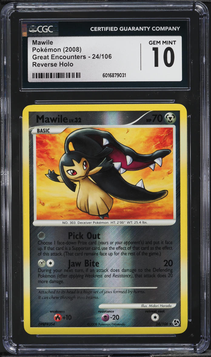 2008 Pokemon DP Great Encounters Reverse Holo Mawile #24 CGC 10 GEM MINT