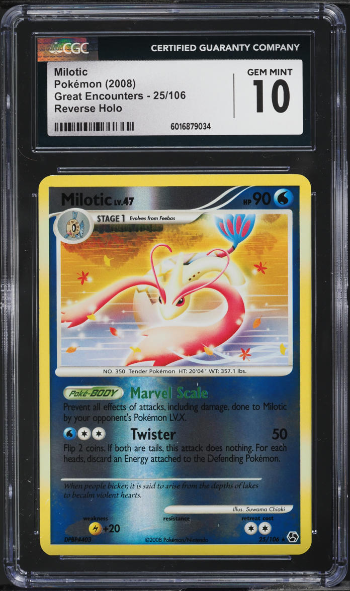 2008 Pokemon DP Great Encounters Reverse Holo Milotic #25 CGC 10 GEM MINT