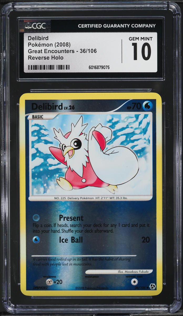 2008 Pokemon DP Great Encounters Reverse Holo Delibird #36 CGC 10 GEM MINT