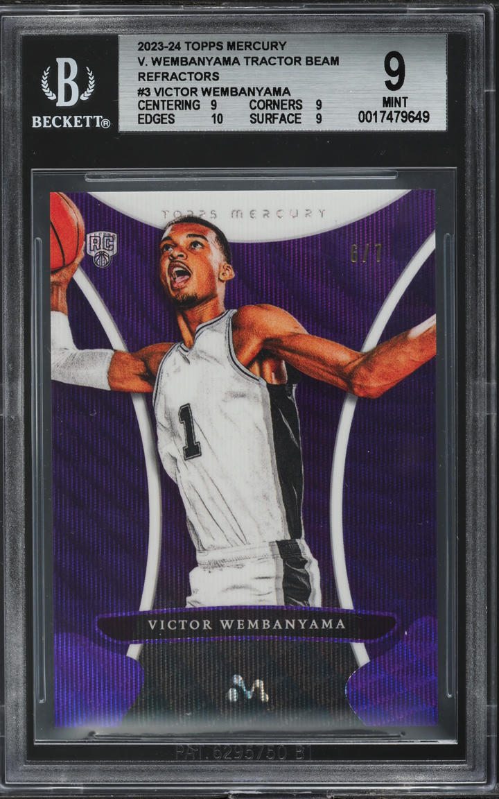 2023 Topps Mercury Tractor Beam Refractor Victor Wembanyama ROOKIE /7 BGS 9 MINT