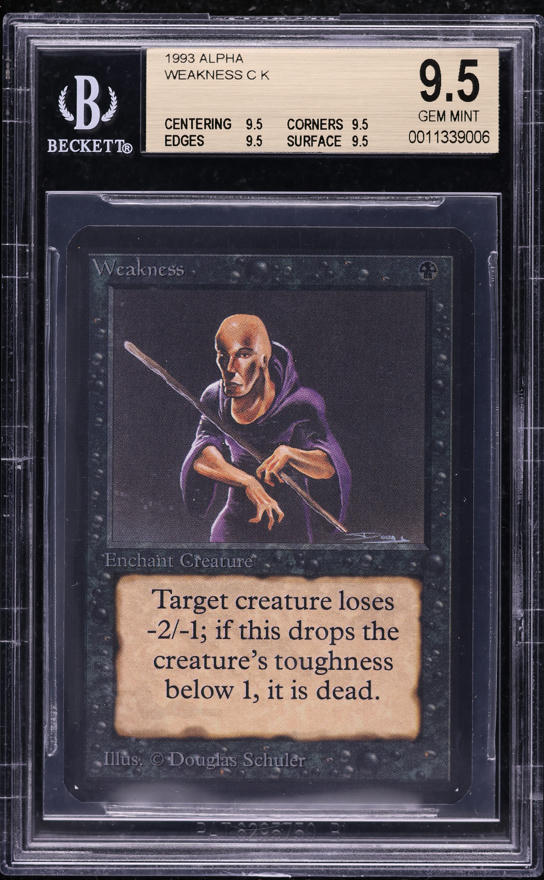 1993 Magic The Gathering MTG Alpha Weakness C K BGS 9 MINT on
