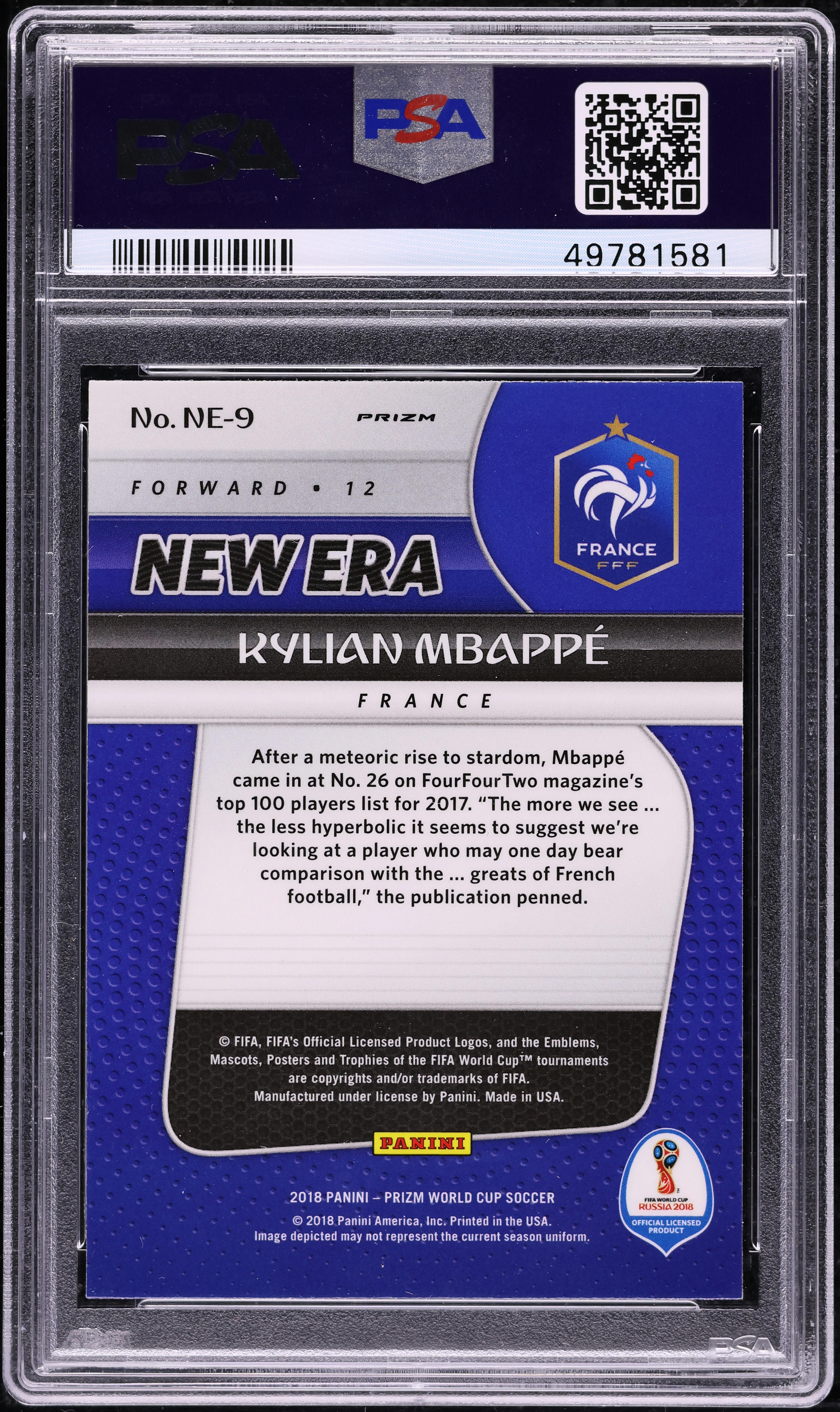 2018 Panini Prizm World Cup New Era Silver Kylian Mbappe ROOKIE